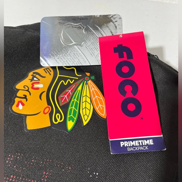 NHL FOCO USA Chicago Blackhawks Backpack NWT Black - Picture 6 of 12